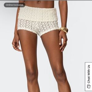 Edikted fold over lace micro shorts